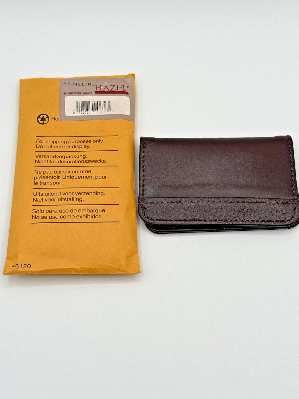 Vintage Hazel Brown Split Leather Business Card Case Holder NOS Made USA